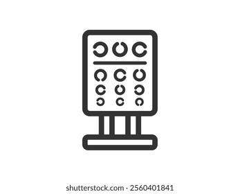 Illustration of a vision test board icon (line drawing).