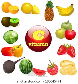 illustration vitamin C in foods of plant 