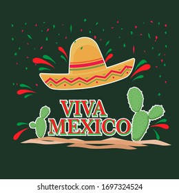 Illustration of Viva Mexico with green background