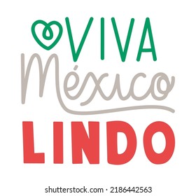 illustration of viva mexico lindo over white