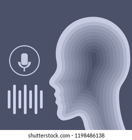 illustration of voice recognition with microphone, vector,eps 10