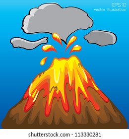 Illustration of a volcano erupting