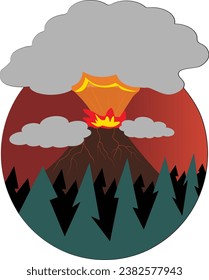The Illustration Volcano Larva Vector  