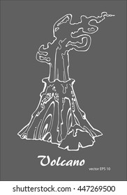 illustration with volcano outline