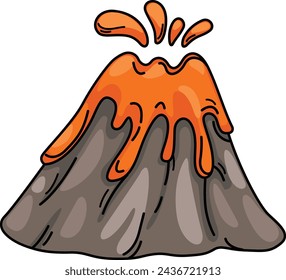 illustration of volcano outline white on background vector