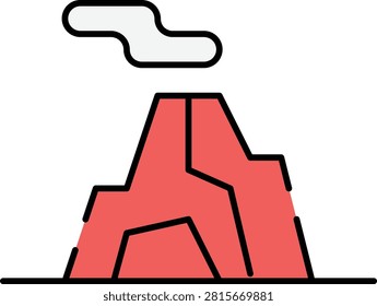 Illustration of a volcano with smoke emerging from its summit, symbolizing natural power and geological activity