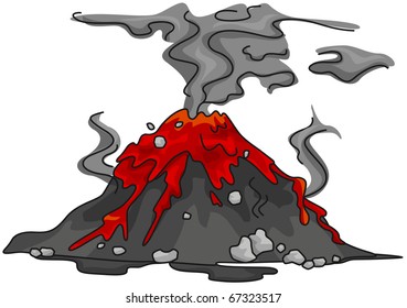 Illustration of a Volcano That Has Just Erupted