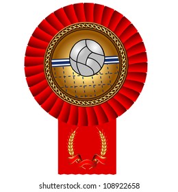  illustration volleyball ball gold medal red tape