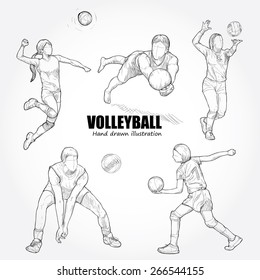 illustration of volleyball. Hand drawn.