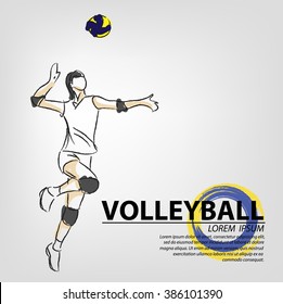 illustration of volleyball. Hand drawn. volleyball poster. Sport background.