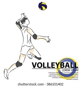 illustration of volleyball. Hand drawn. volleyball poster. Sport background.