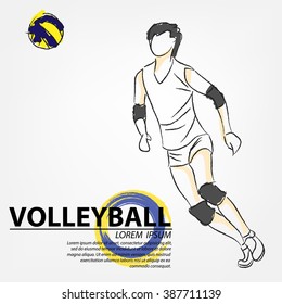 illustration of volleyball. Hand drawn. volleyball poster. Sport background.