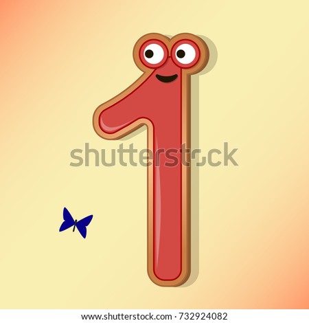Illustration of a volume number. In the background colorful background.