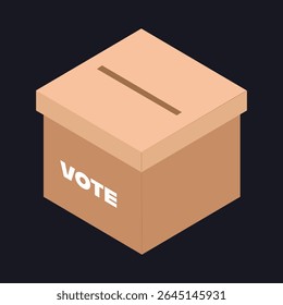 Illustration of a voting box with a paper ballot, perfect for election themes, campaigns, voting awareness, democracy, and civic education materials.
