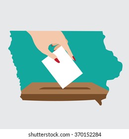 Illustration of voting in Iowa, the Buckeye State. EPS 10 vector. 