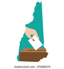 Illustration of voting in New Hampshire, the Granite State. EPS 10 vector.