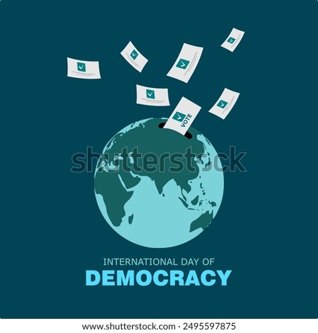 Illustration of voting on a globe, a symbol of celebrating International Democracy Day