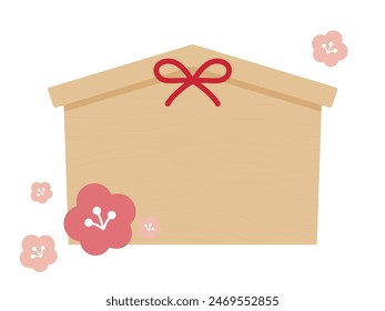 Illustration of a votive tablet decorated with plum blossoms