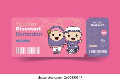 illustration of voucher design coupon promotion ramadan and eid al-fitr. discount voucher, gift voucher, coupon, voucher element template and coupon for graphic design.