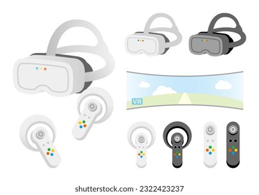 Illustration of VR goggles and VR controllers.