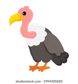 Illustration with vulture. Isolated on white background. For books, children's books, books about animals, stickers, magazines, design, factories, business