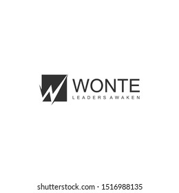 illustration of the W abstract sign contained in a rectangle is made geometric logo