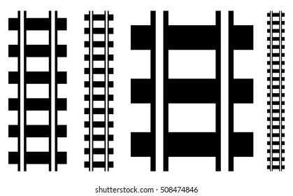 Illustration w railway track, rail road silhouette