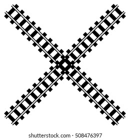 Illustration w railway track, rail road silhouette