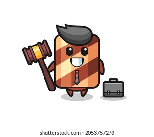 Illustration of wafer roll mascot as a lawyer , cute style design for t shirt, sticker, logo element