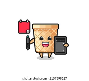 Illustration of waffle cone mascot as a graphic designer , cute design