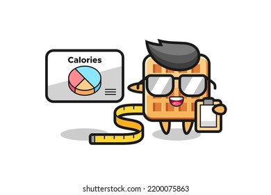 Illustration of waffle mascot as a dietitian , cute design