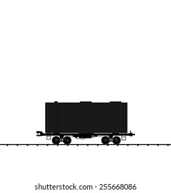 Illustration wagon cargo railroad train, black transportation icon - vector