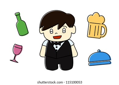 illustration of a waiter