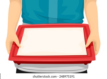 Illustration of a Waiter Carrying a Serving Tray