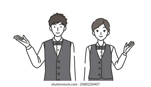 Illustration of waiter and waitress to introduce