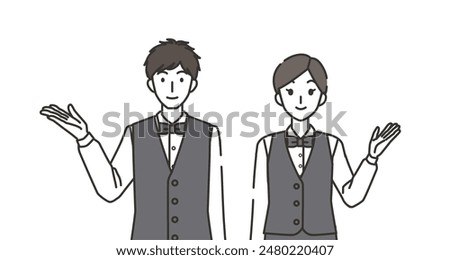 Illustration of waiter and waitress to introduce