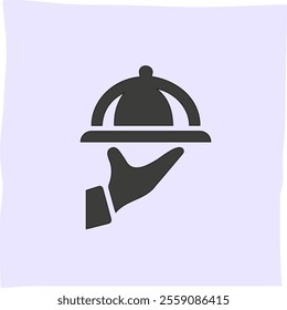 illustration of waiter's hand carrying food, suitable for related icons