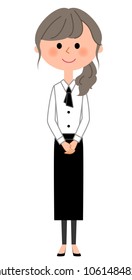 Illustration of waitress facing front