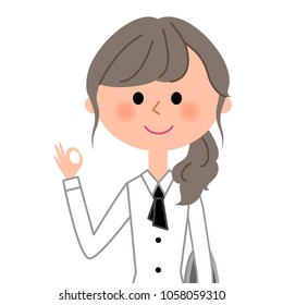 Illustration of waitress to give an OK sign