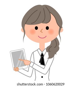 Illustration of waitress with tablet