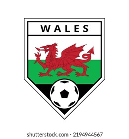 Illustration Of Wales Angled Team Badge For Football Tournament