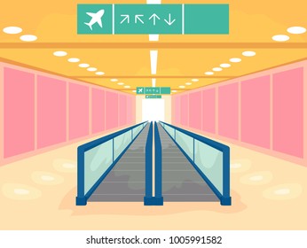 Illustration of a Walkalator or a Moving Walkway Inside the Airport