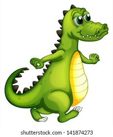 Illustration of a walking crocodile on a white background