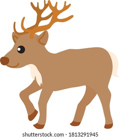 Illustration of a walking cute reindeer