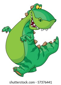 An illustration of walking dinosaur