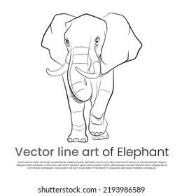 An illustration of walking elephant, Line drawing of an animal, A vector sketch of wildlife