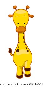 Illustration of a Walking Giraffe