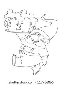 illustration of a walking gnome with beer outlined