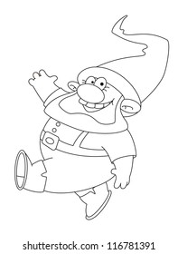 illustration of a walking gnome outlined