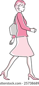 Illustration of a walking office lady